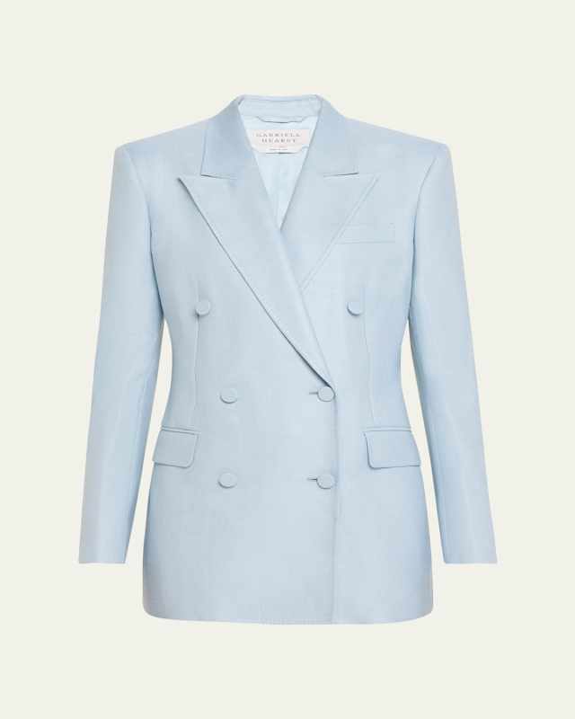 Gavin Silk-Wool Double-Breasted Blazer Jacket